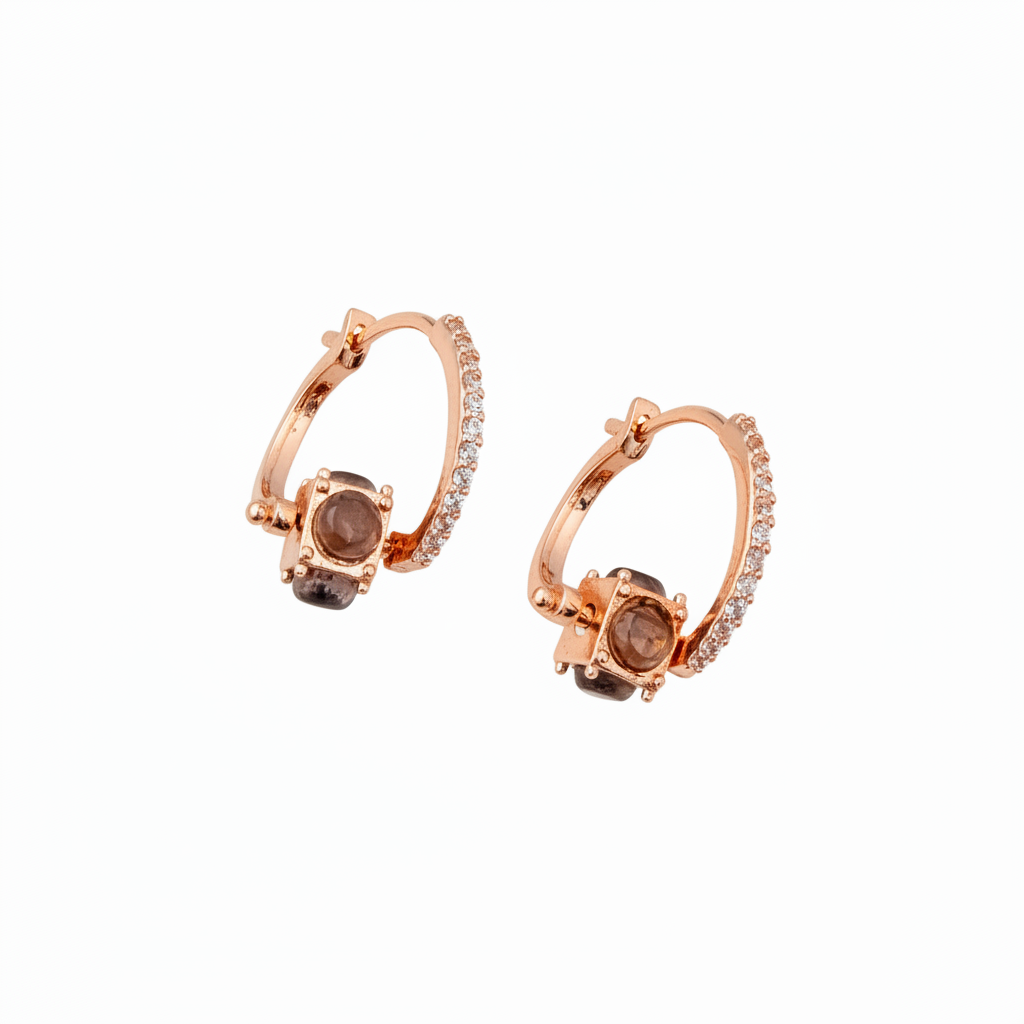 Smoky Crystal Pavé Huggie Earrings