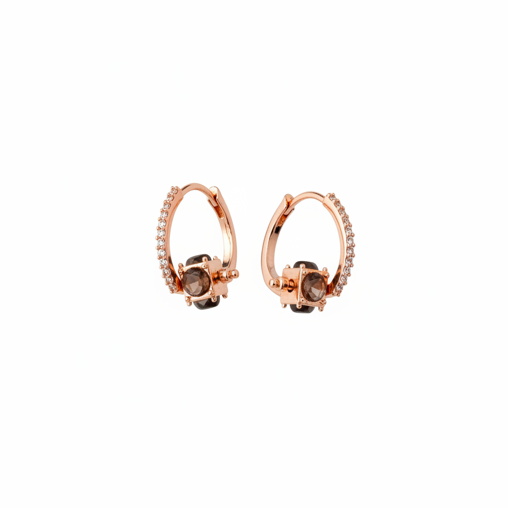 Smoky Crystal Pavé Huggie Earrings