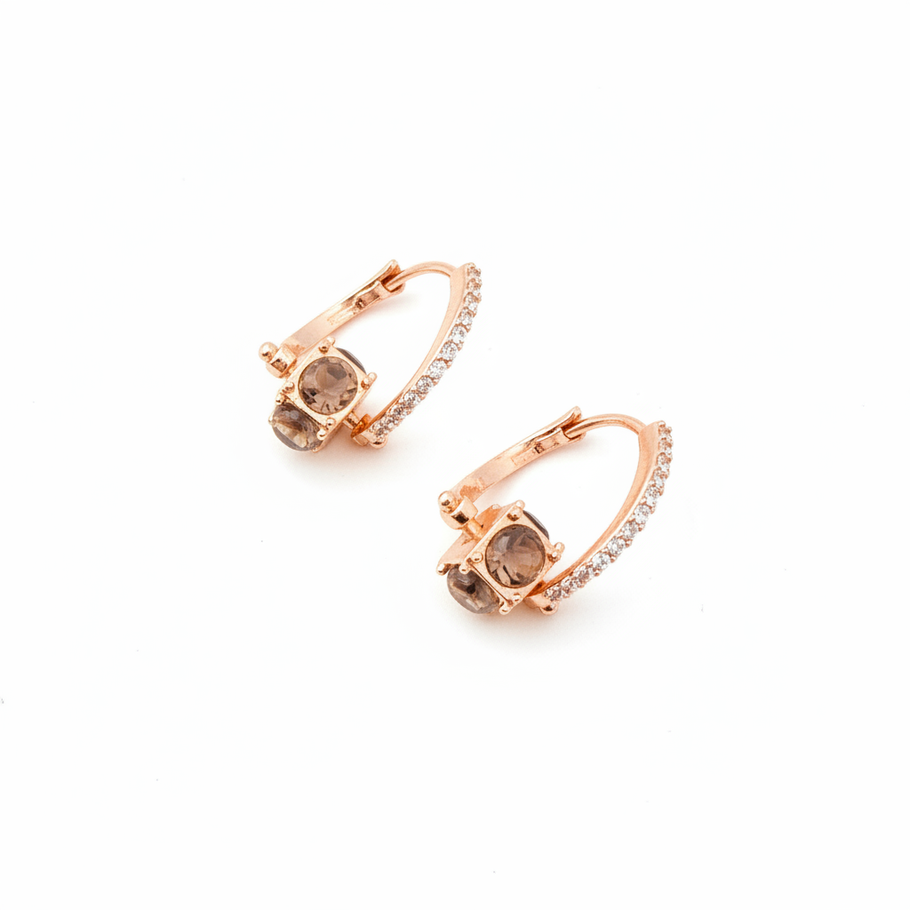 Smoky Crystal Pavé Huggie Earrings
