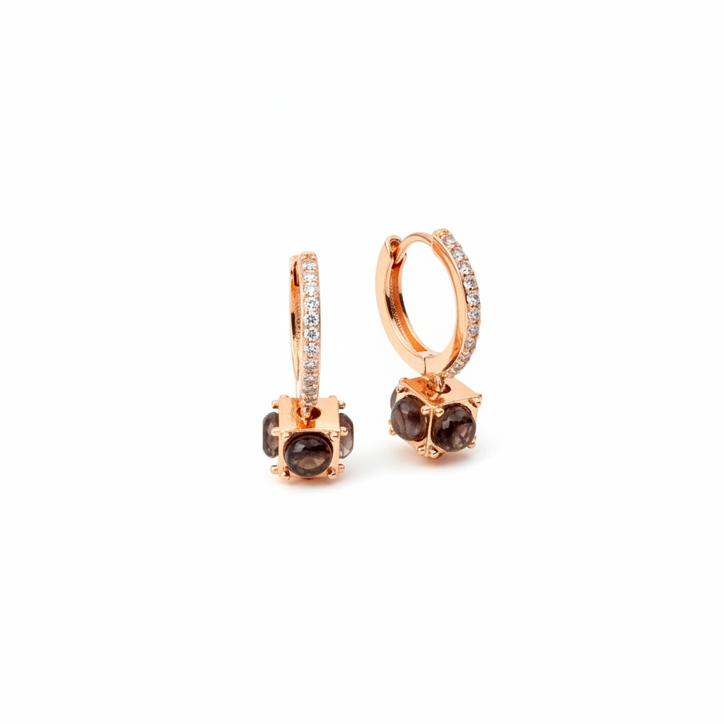Smoky Crystal Pavé Huggie Earrings