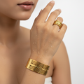 Textured Gold Wave Cuff & Ring Set