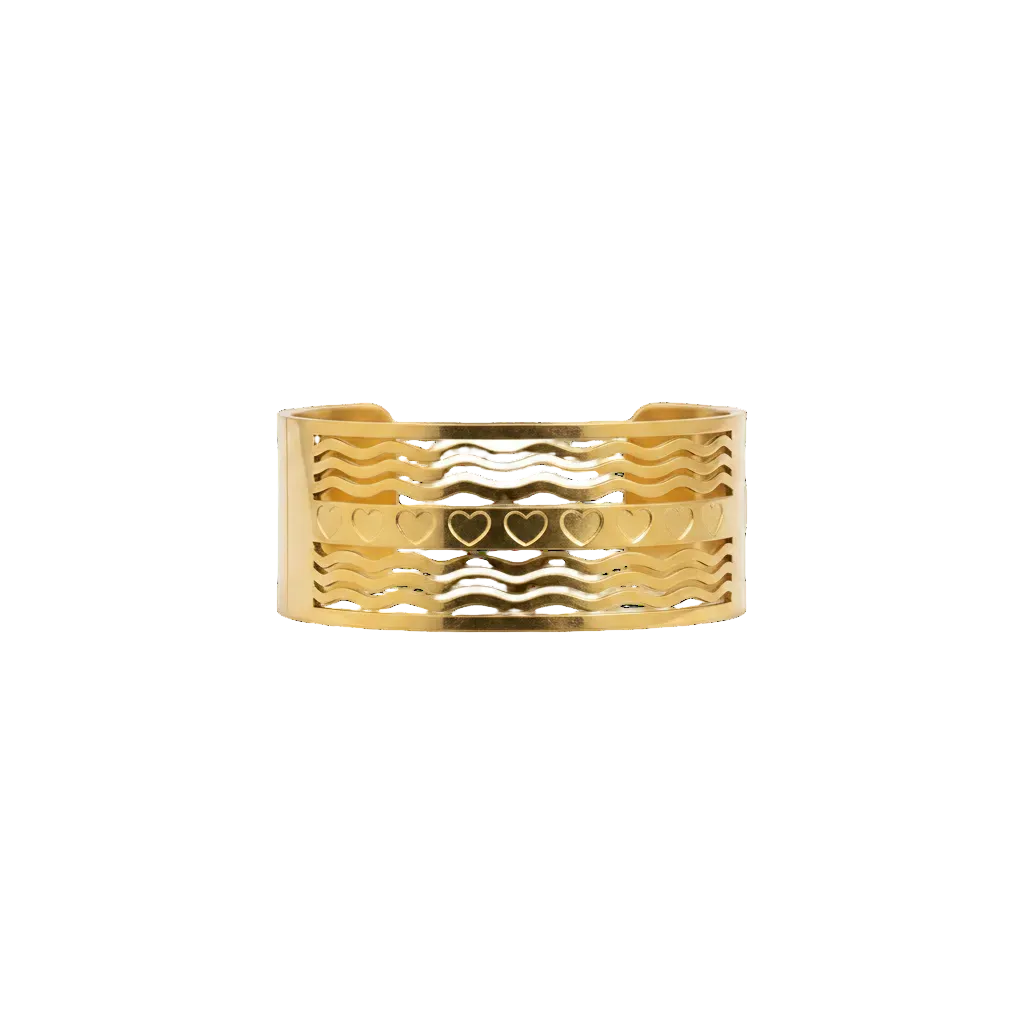 Textured Gold Wave Cuff & Ring Set