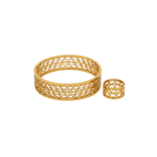 Heart Lattice Gold Cuff & Ring Set
