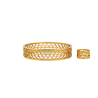Heart Lattice Gold Cuff & Ring Set