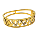 Zigzag Crystal Accent Gold Cuff