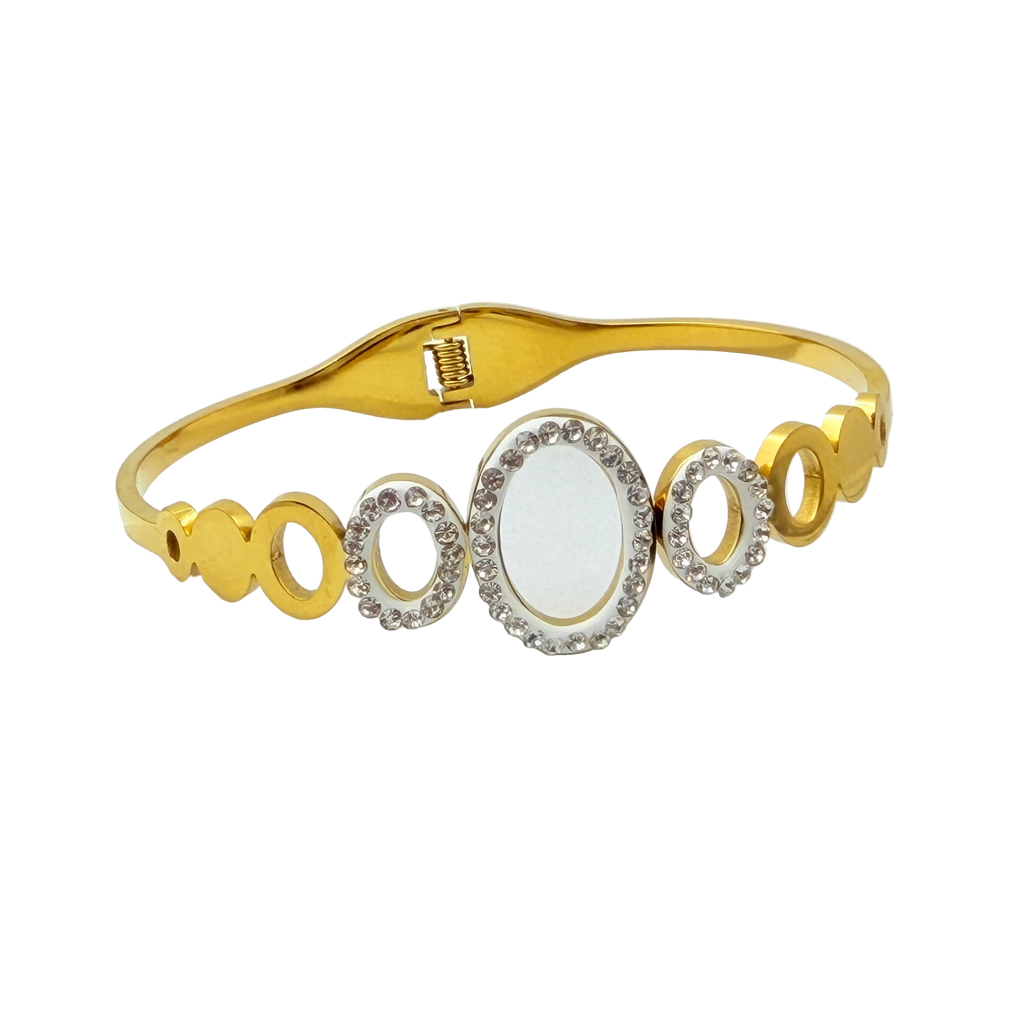 Crystal Halo Circles Gold Cuff