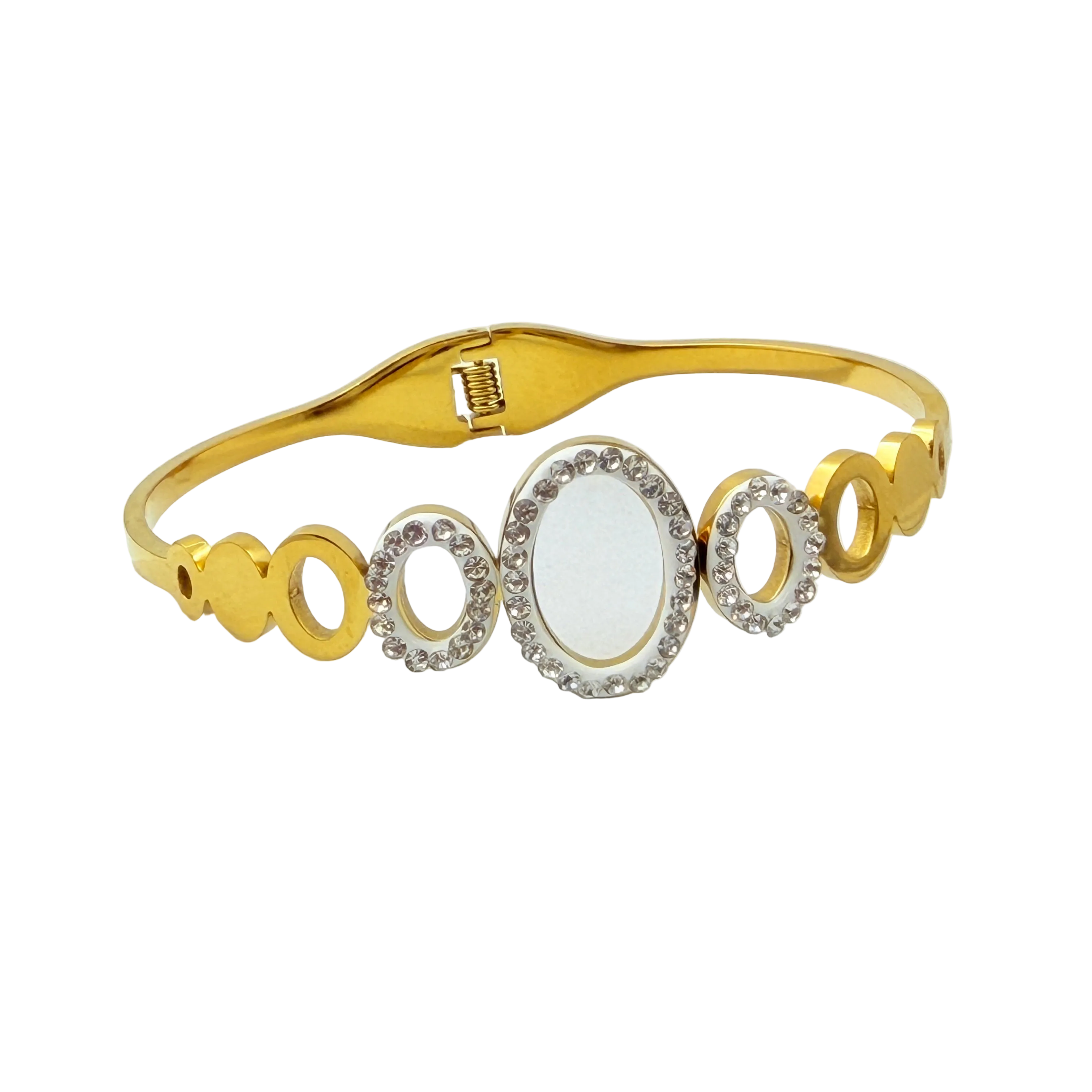 Crystal Halo Circles Gold Cuff