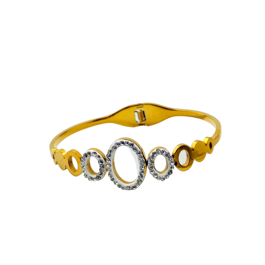 Crystal Halo Circles Gold Cuff