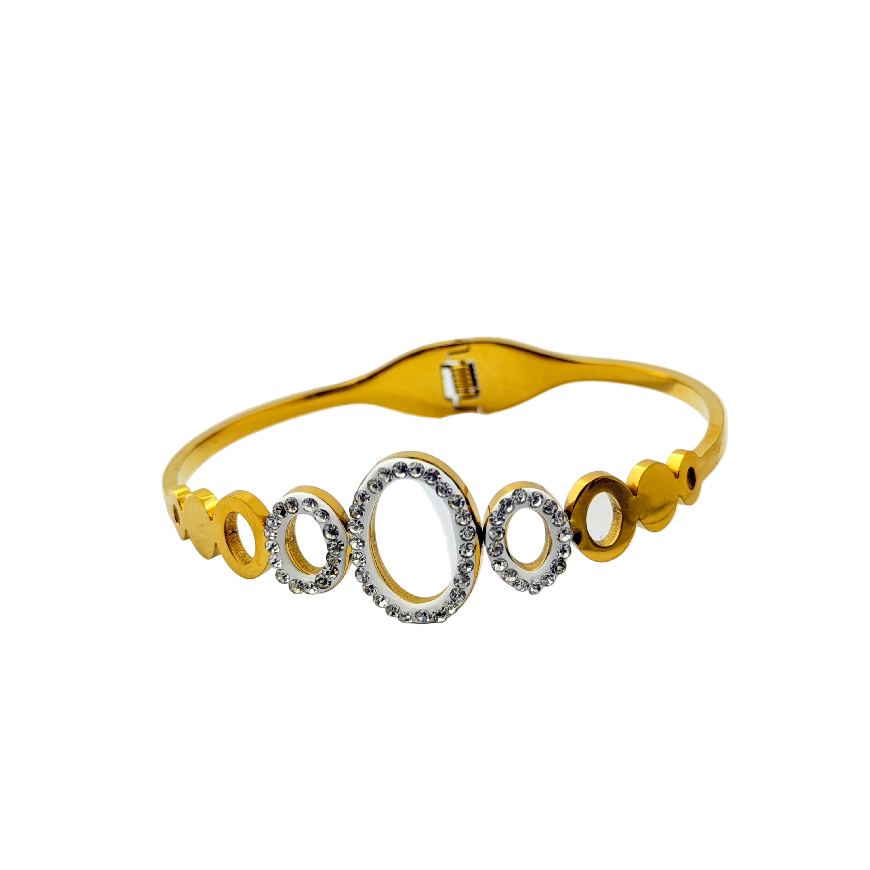 Crystal Halo Circles Gold Cuff