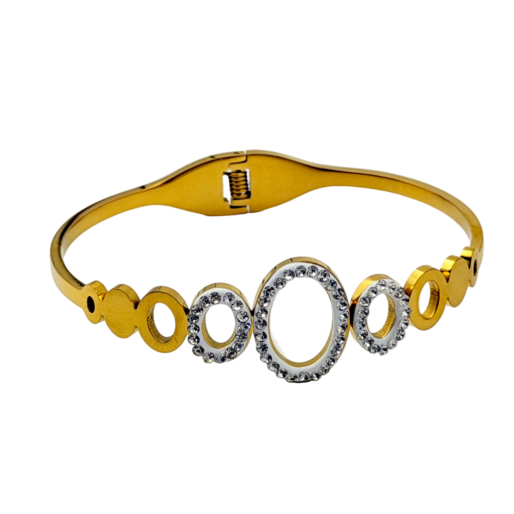 Crystal Halo Circles Gold Cuff