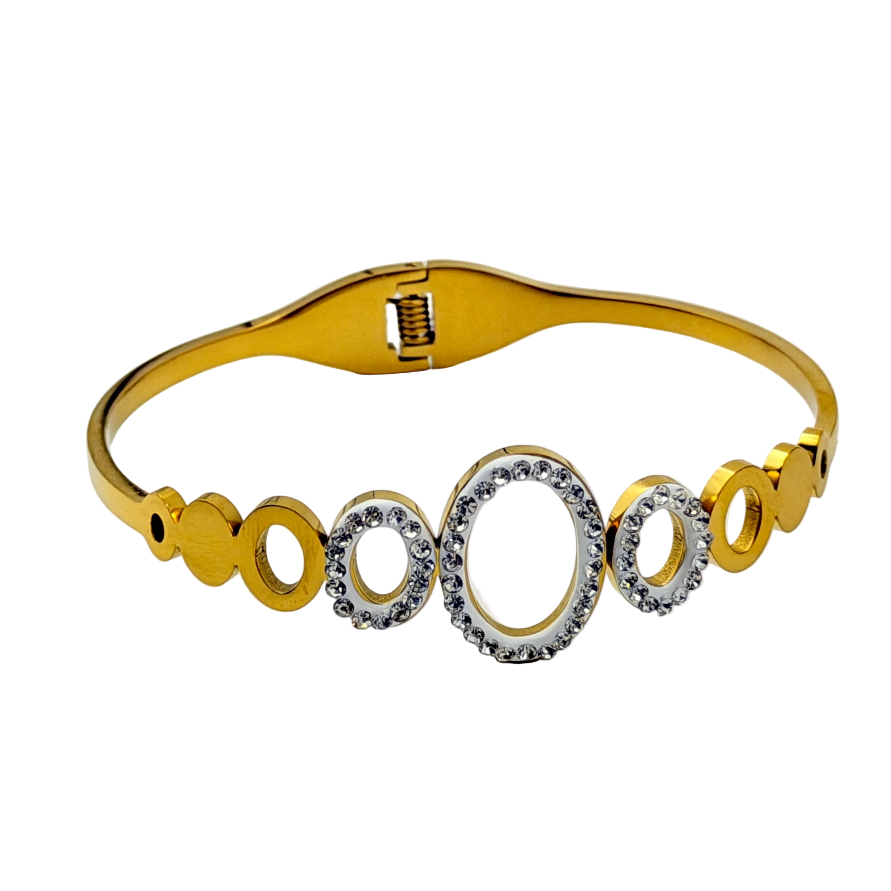 Crystal Halo Circles Gold Cuff