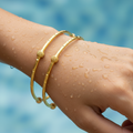 Dual-Tone Beaded Gold Bangles
