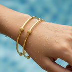 Dual-Tone Beaded Gold Bangles