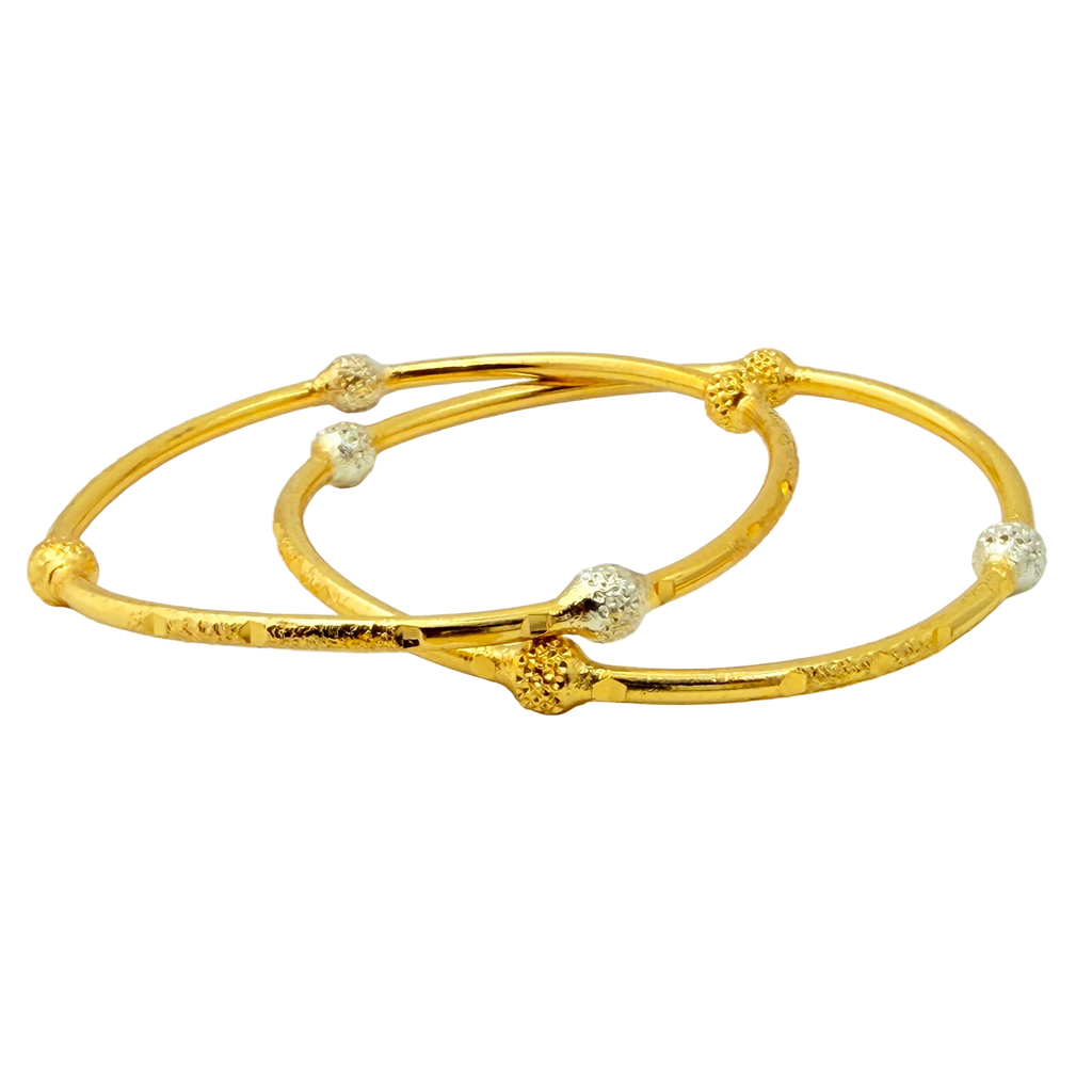 Dual-Tone Beaded Gold Bangles