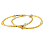 Dual-Tone Beaded Gold Bangles