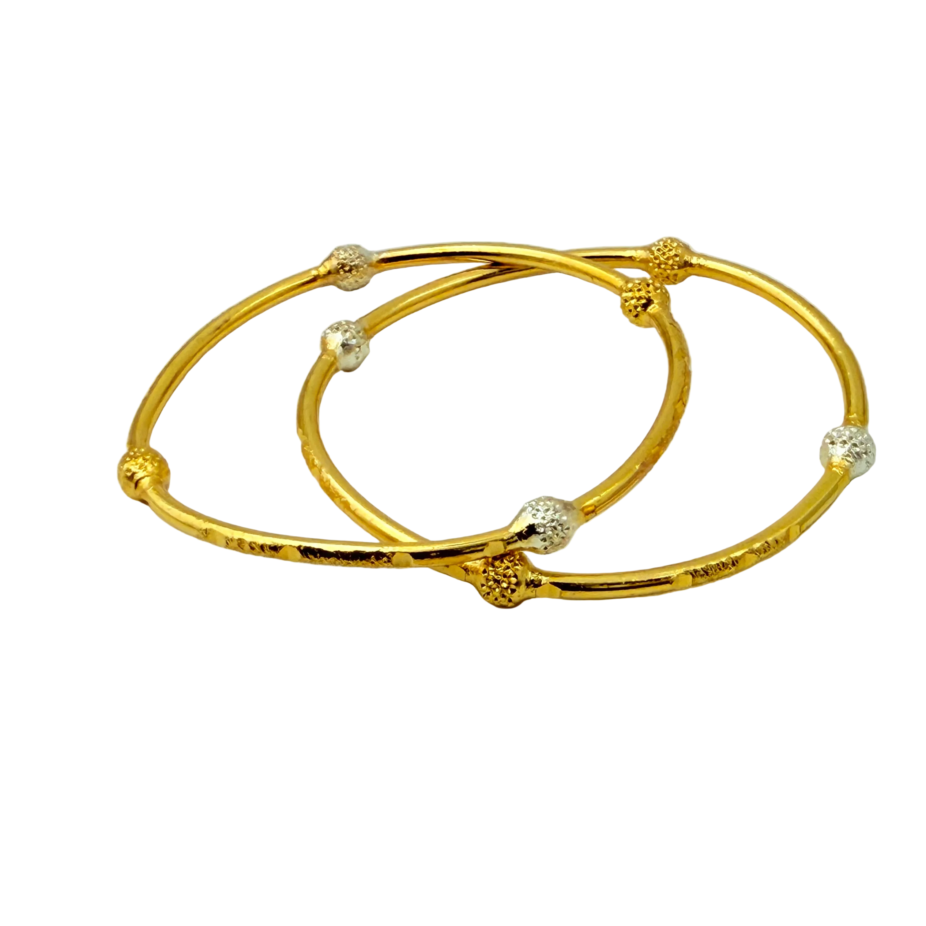 Dual-Tone Beaded Gold Bangles
