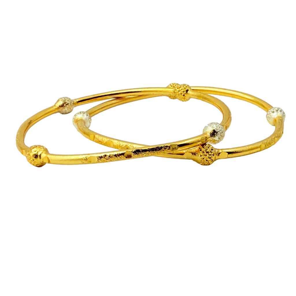 Dual-Tone Beaded Gold Bangles