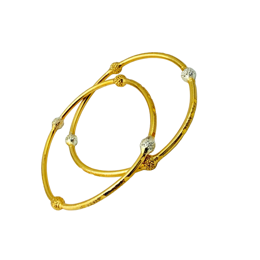 Dual-Tone Beaded Gold Bangles