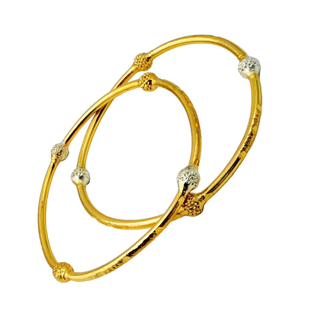 Dual-Tone Beaded Gold Bangles