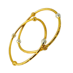 Dual-Tone Beaded Gold Bangles