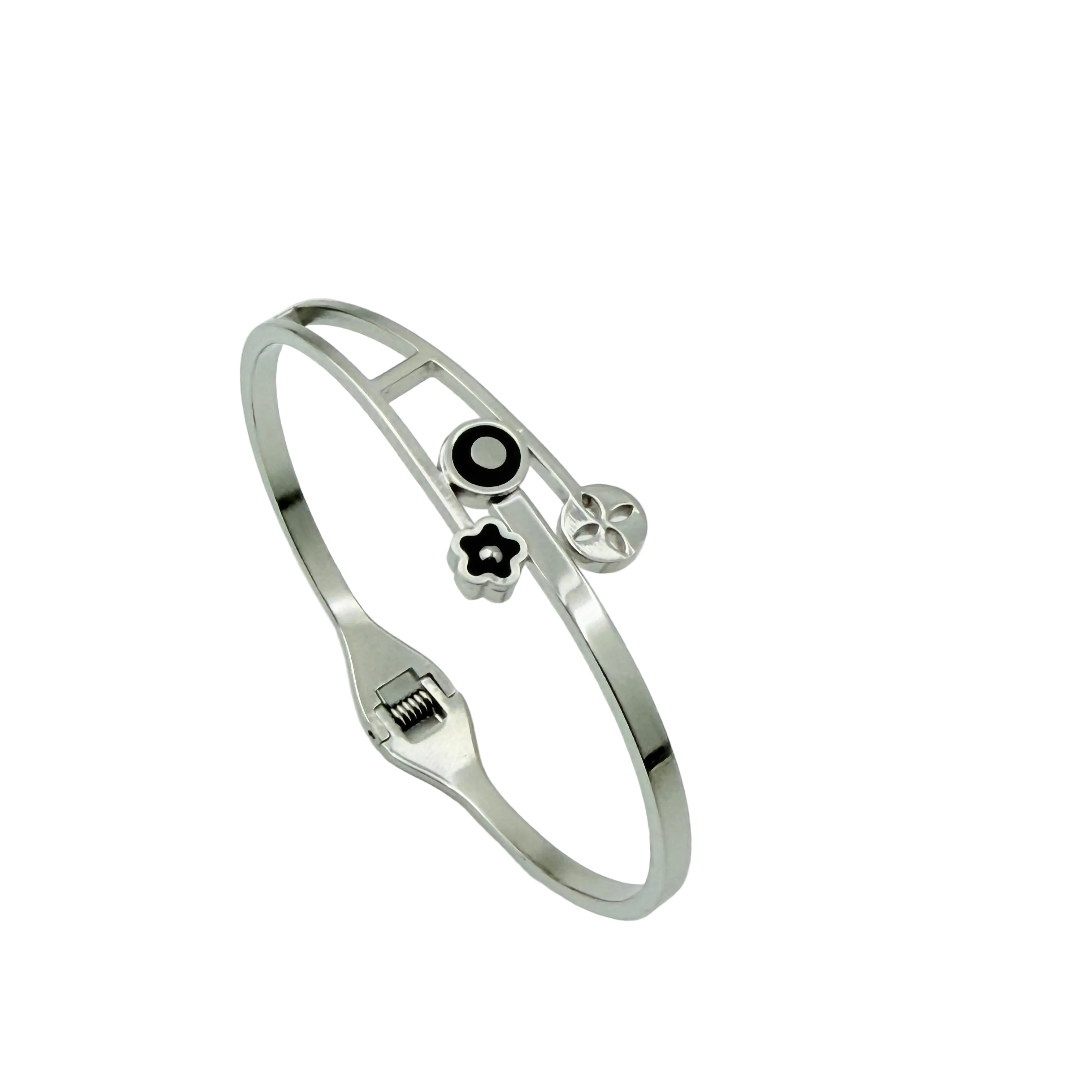 Minimal Charm Motif Silver Cuff