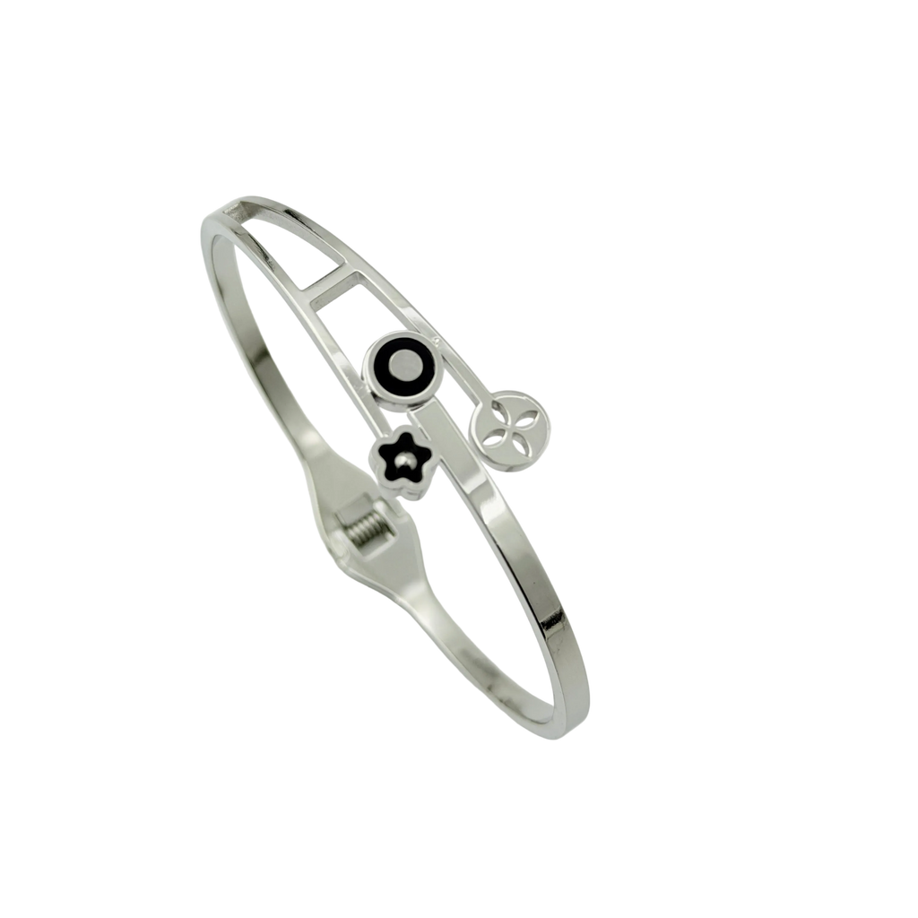 Minimal Charm Motif Silver Cuff