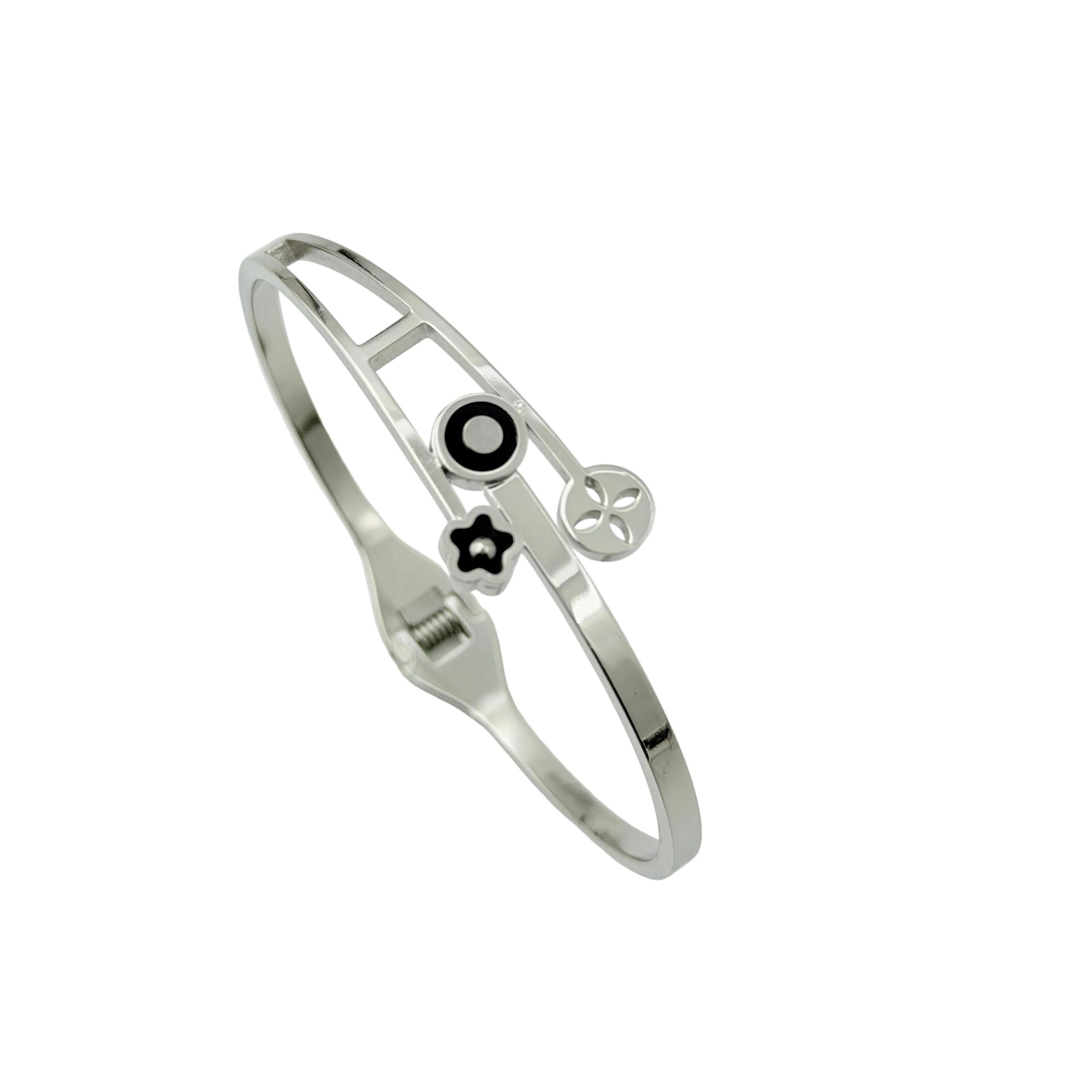 Minimal Charm Motif Silver Cuff
