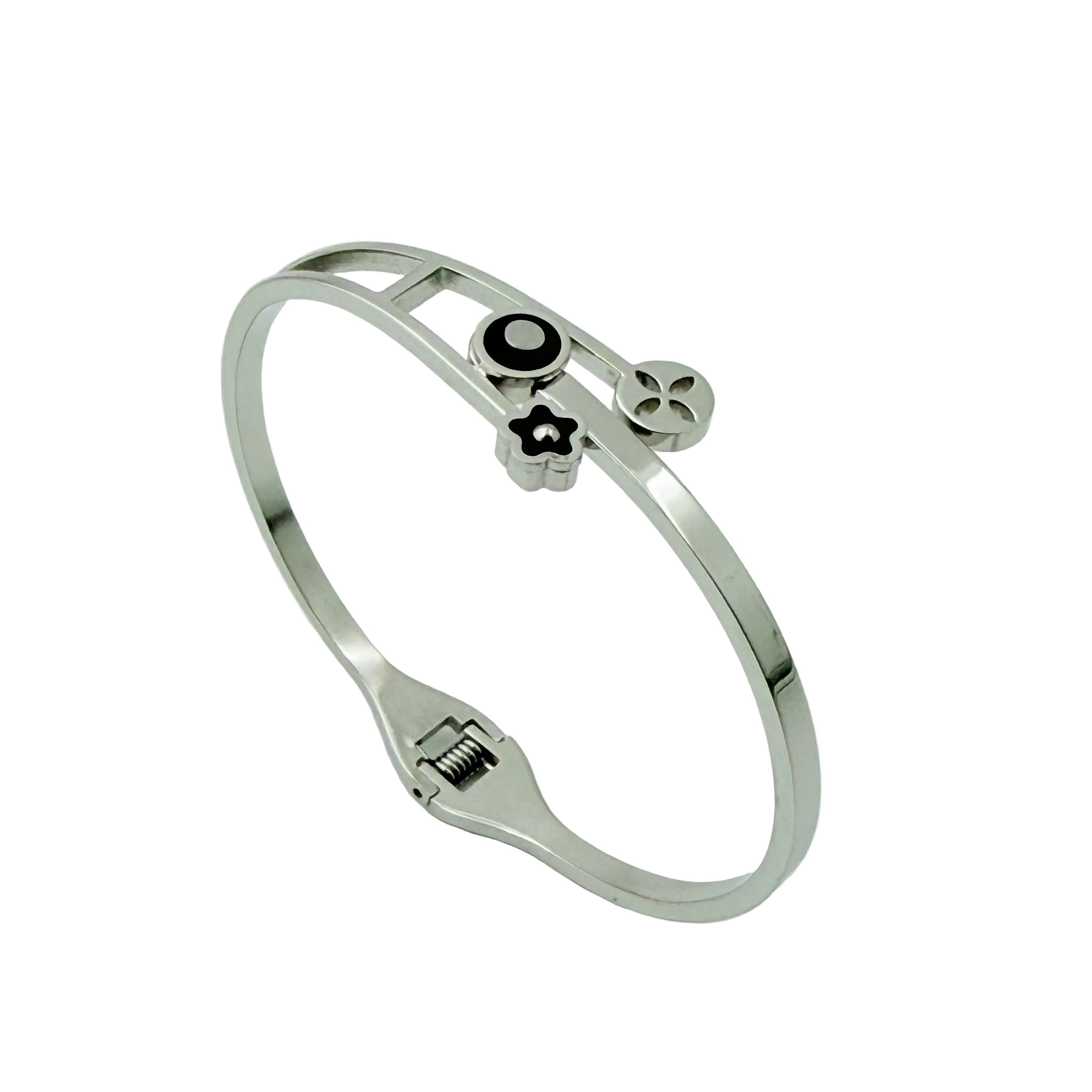 Minimal Charm Motif Silver Cuff