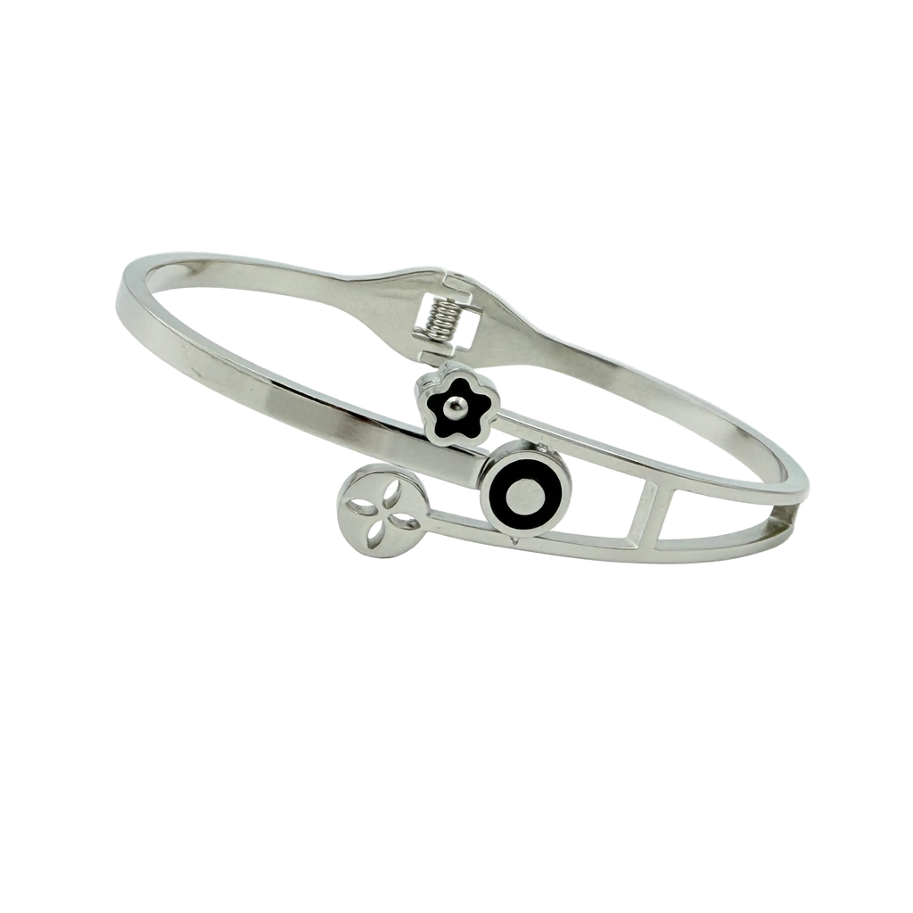 Minimal Charm Motif Silver Cuff