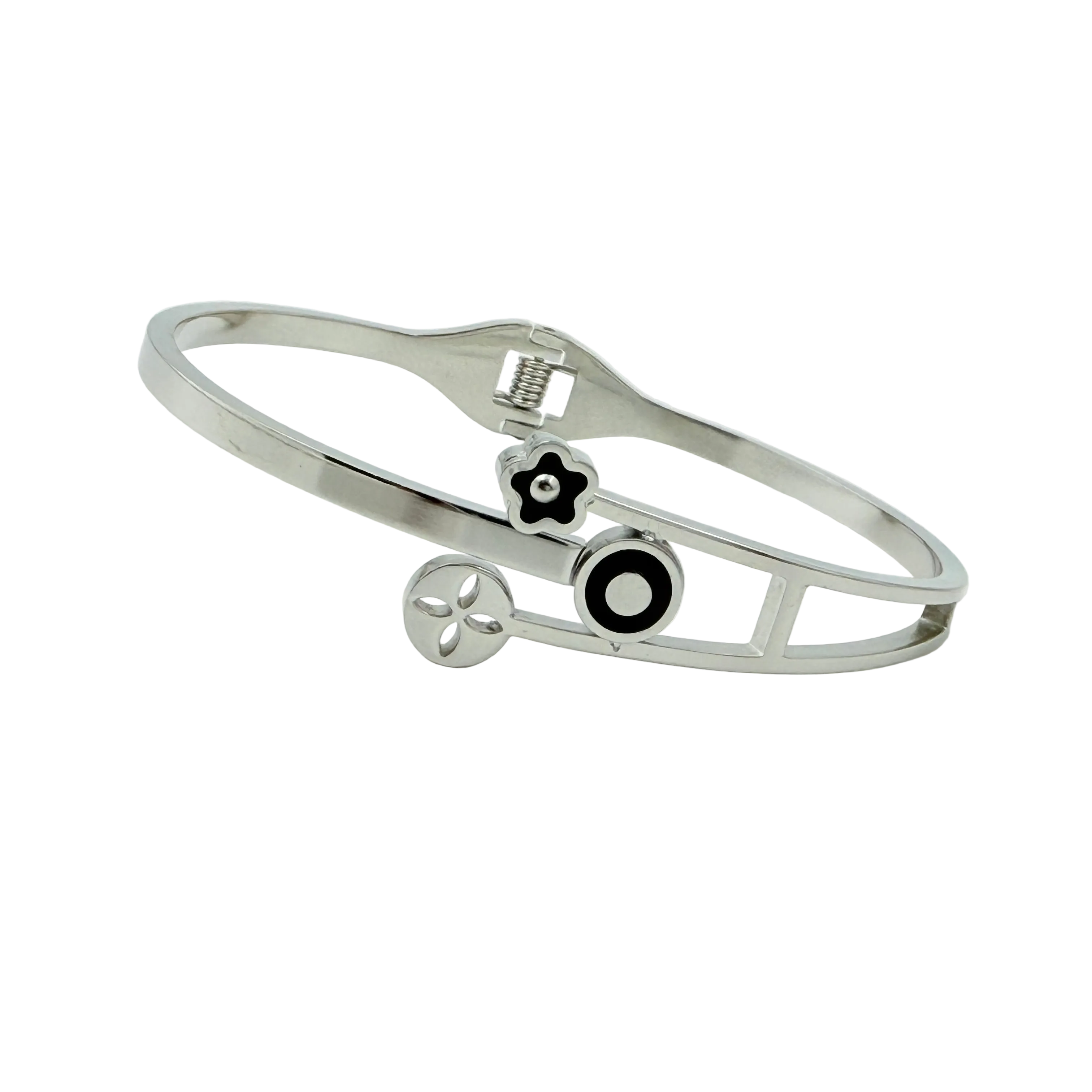 Minimal Charm Motif Silver Cuff