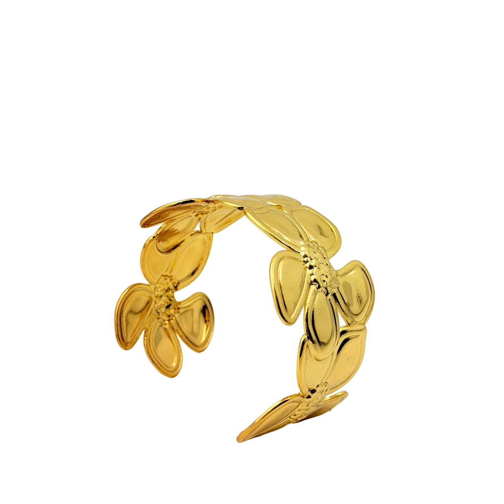 Bold Floral Gold Cuff Bracelet