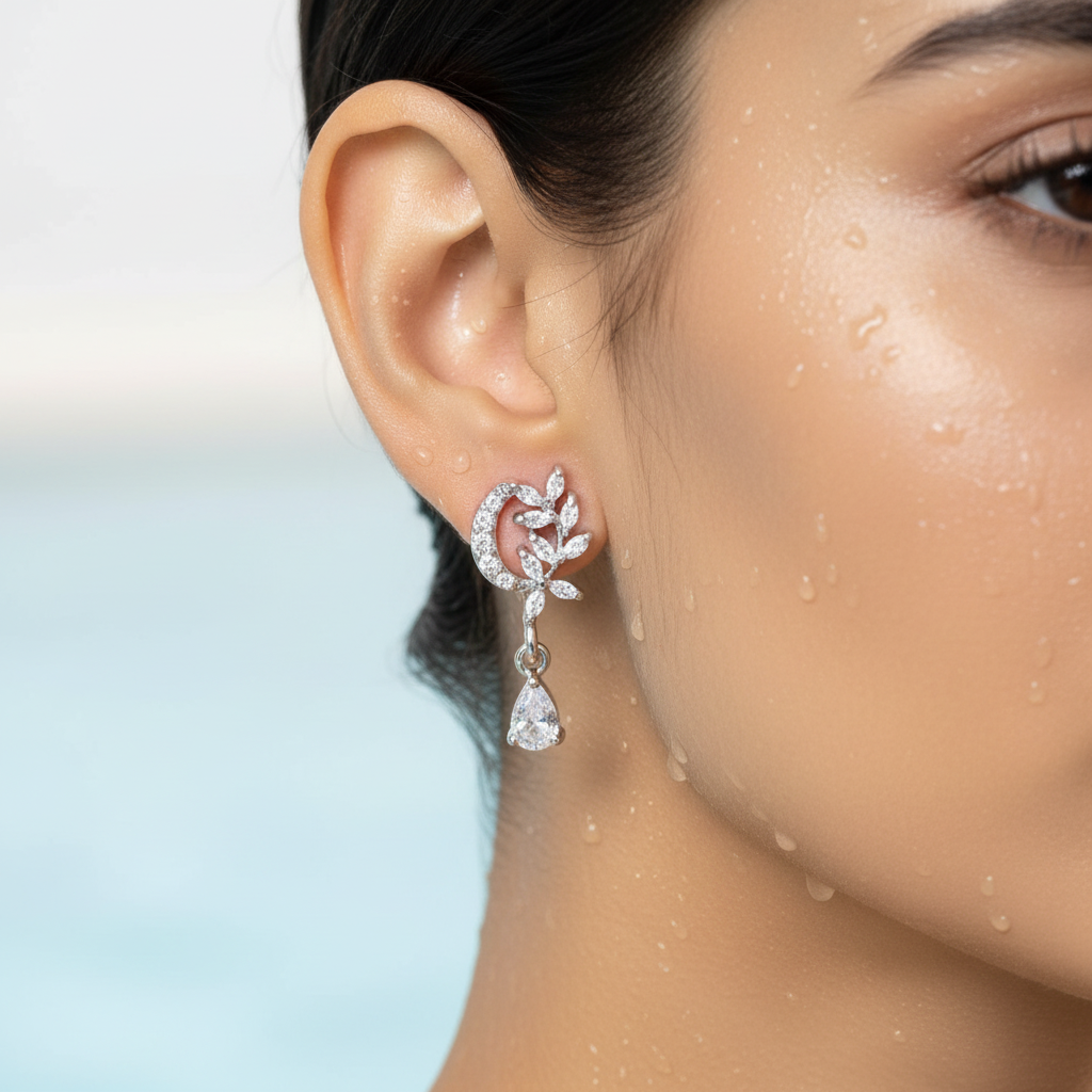 Crystal Leaf Drop Earrings