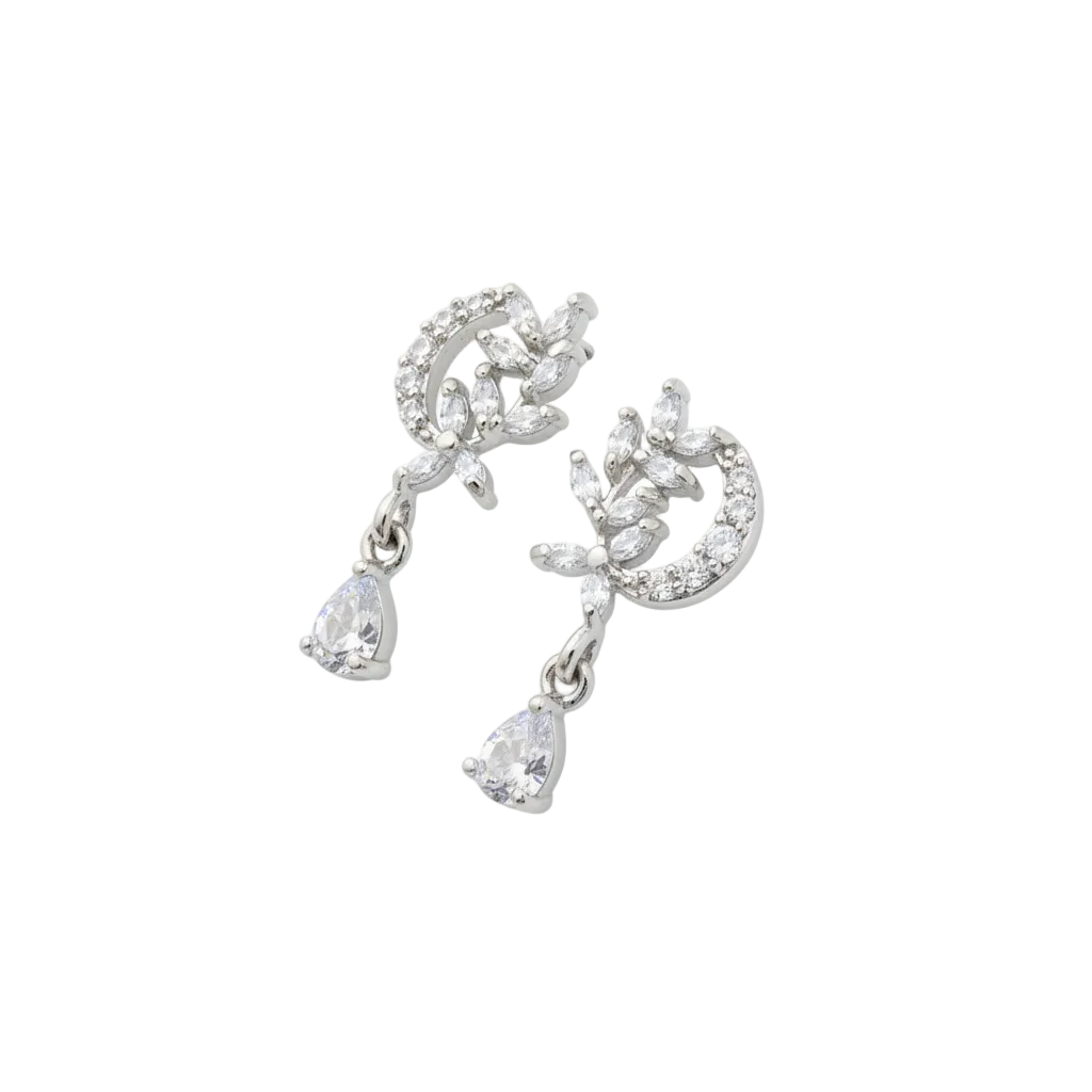 Crystal Leaf Drop Earrings