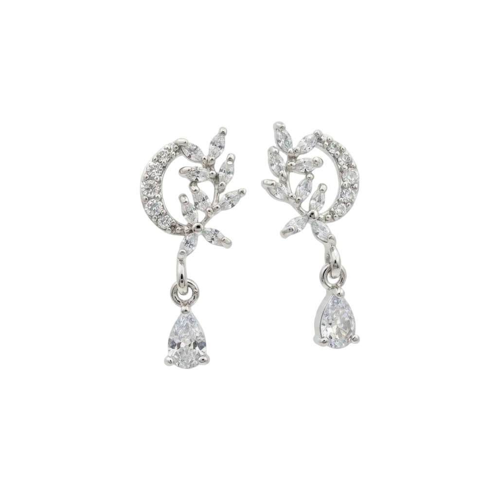 Crystal Leaf Drop Earrings