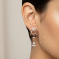 Rose Gold Crystal Halo Drop Earrings