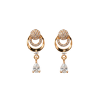 Rose Gold Crystal Halo Drop Earrings