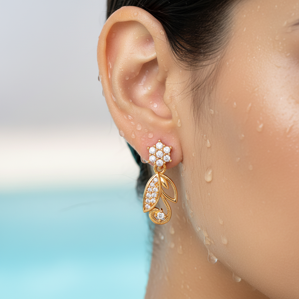 Floral Leaf Drop Earrings