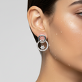 Double Halo Star Drop Earrings