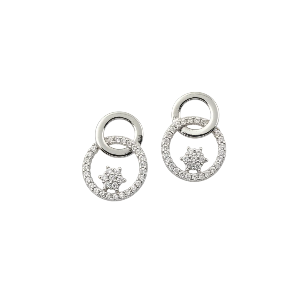 Double Halo Star Drop Earrings