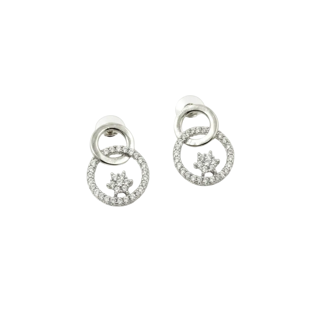 Double Halo Star Drop Earrings