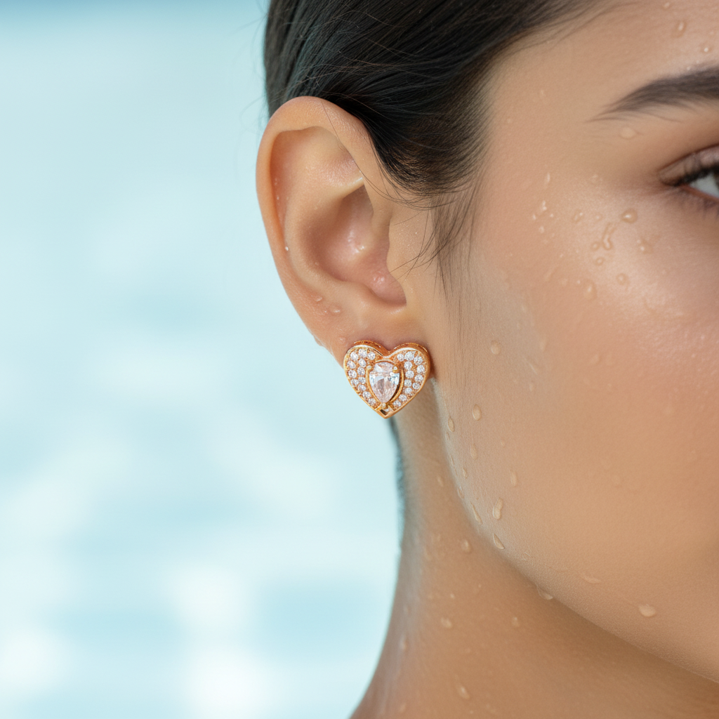 Crystal Heart Stud Earrings