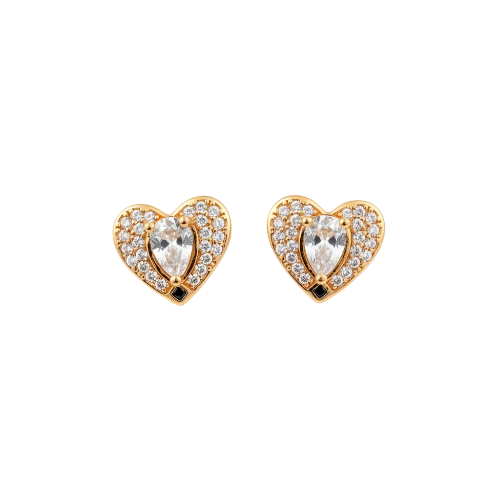 Crystal Heart Stud Earrings