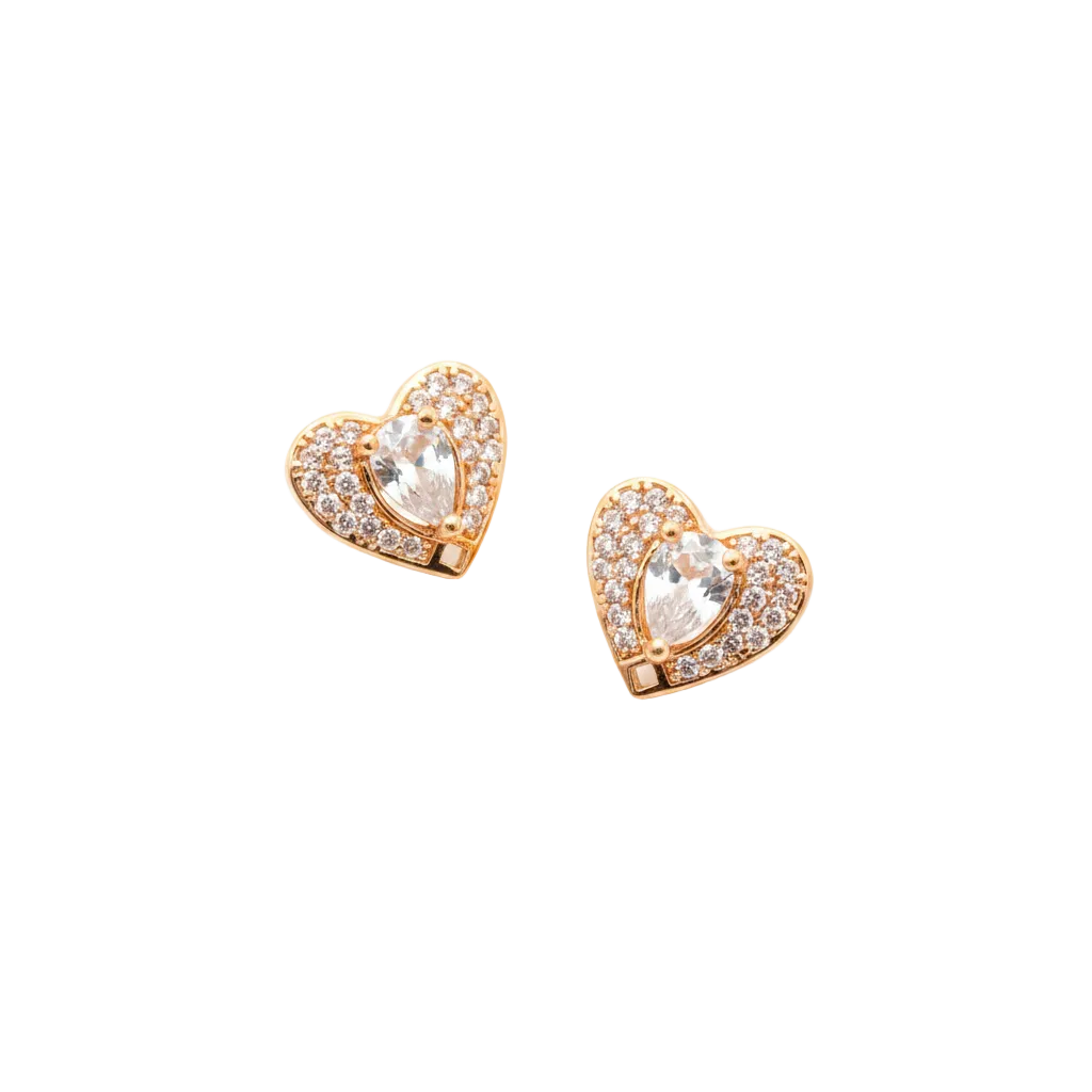 Crystal Heart Stud Earrings