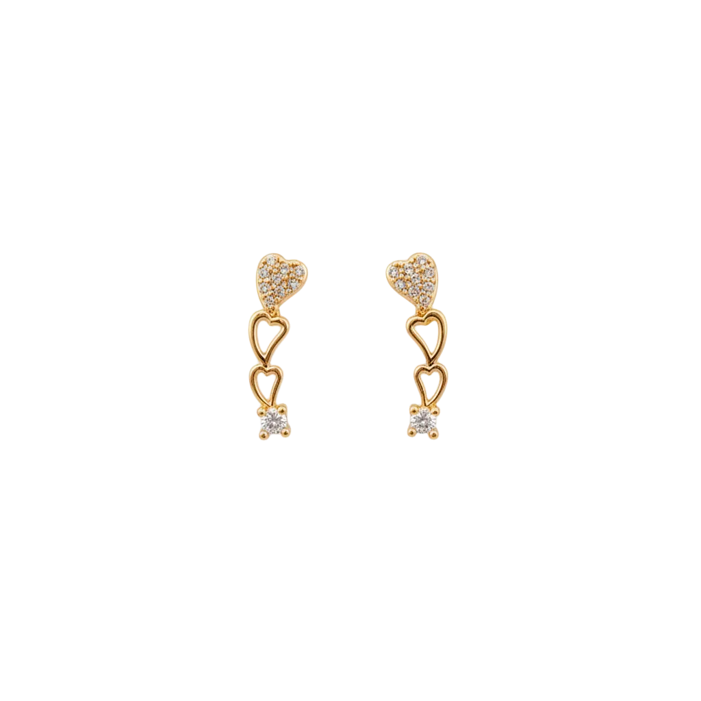 Triple Heart Drop Earrings
