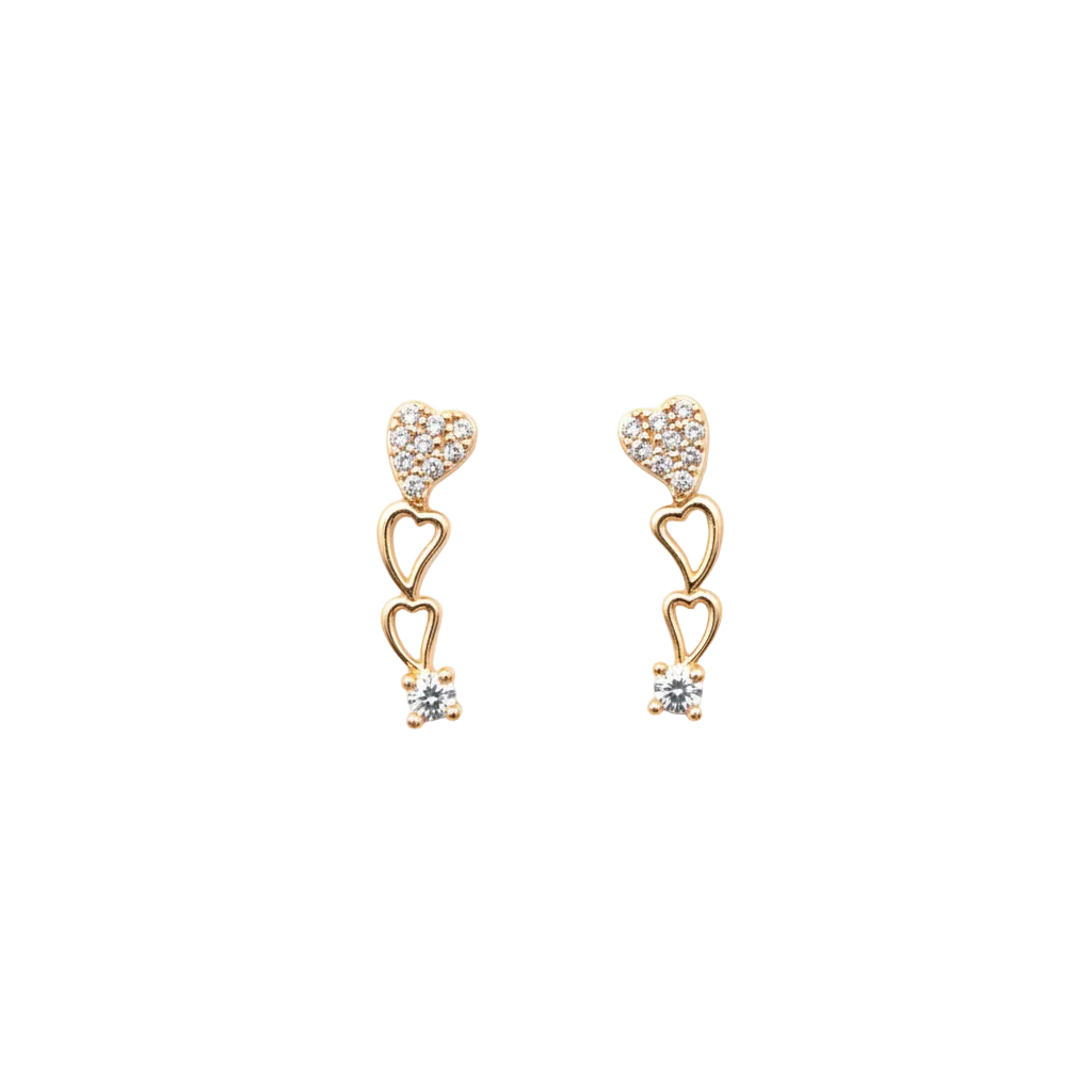 Triple Heart Drop Earrings