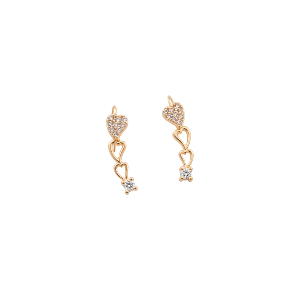 Triple Heart Drop Earrings