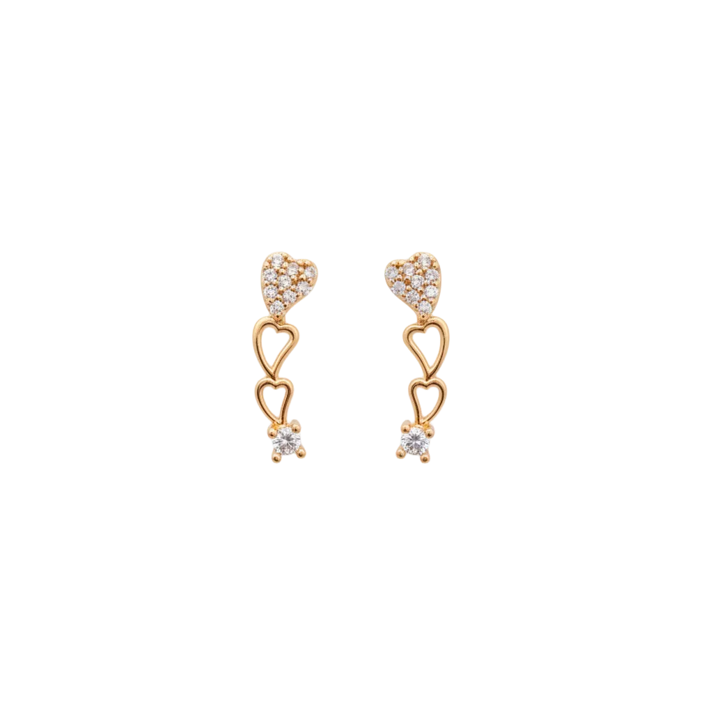 Triple Heart Drop Earrings
