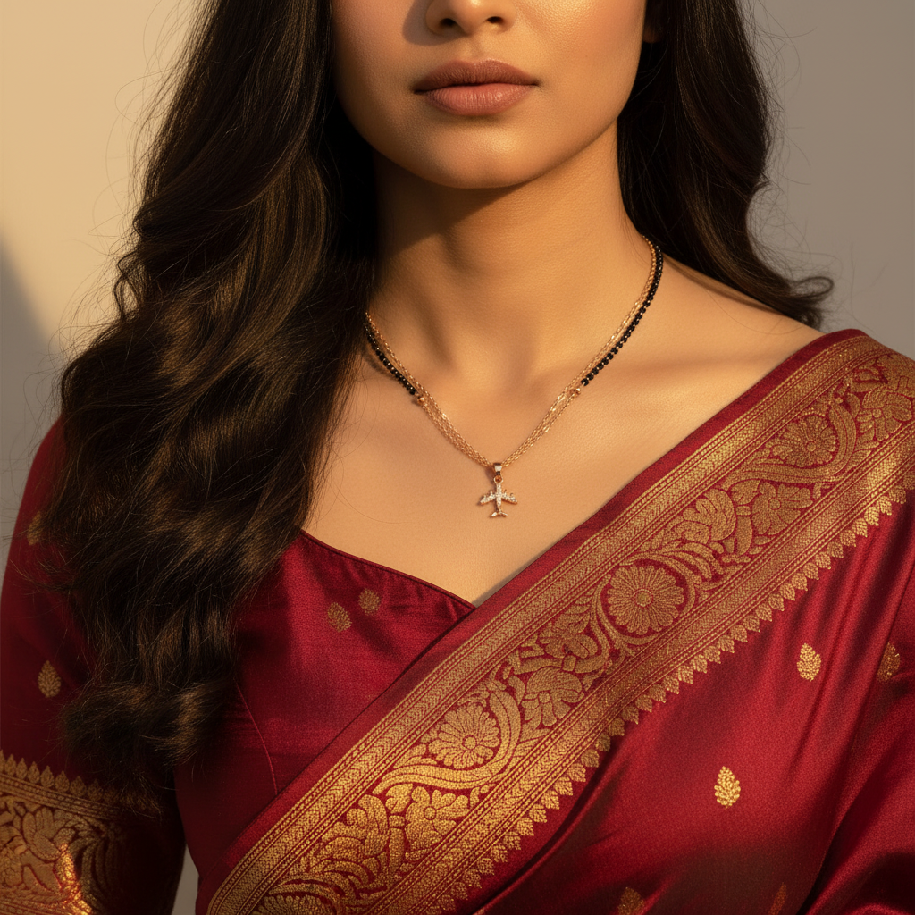 Airplane Charm Mangalsutra Necklace