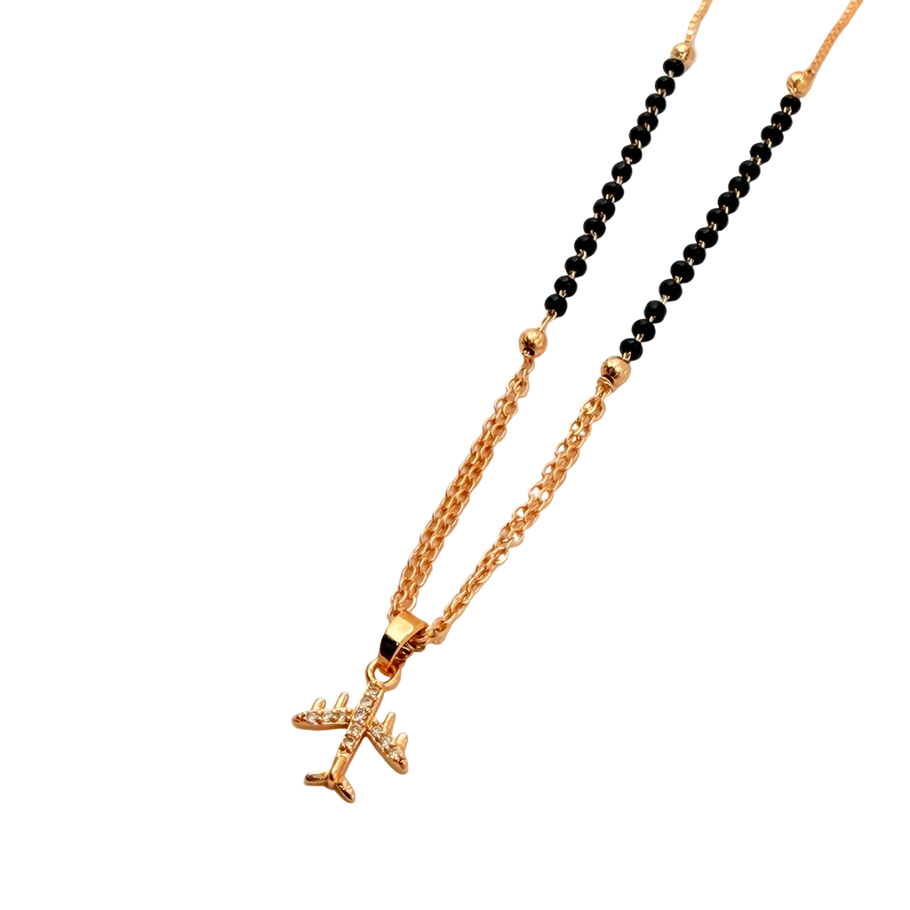 Airplane Charm Mangalsutra Necklace