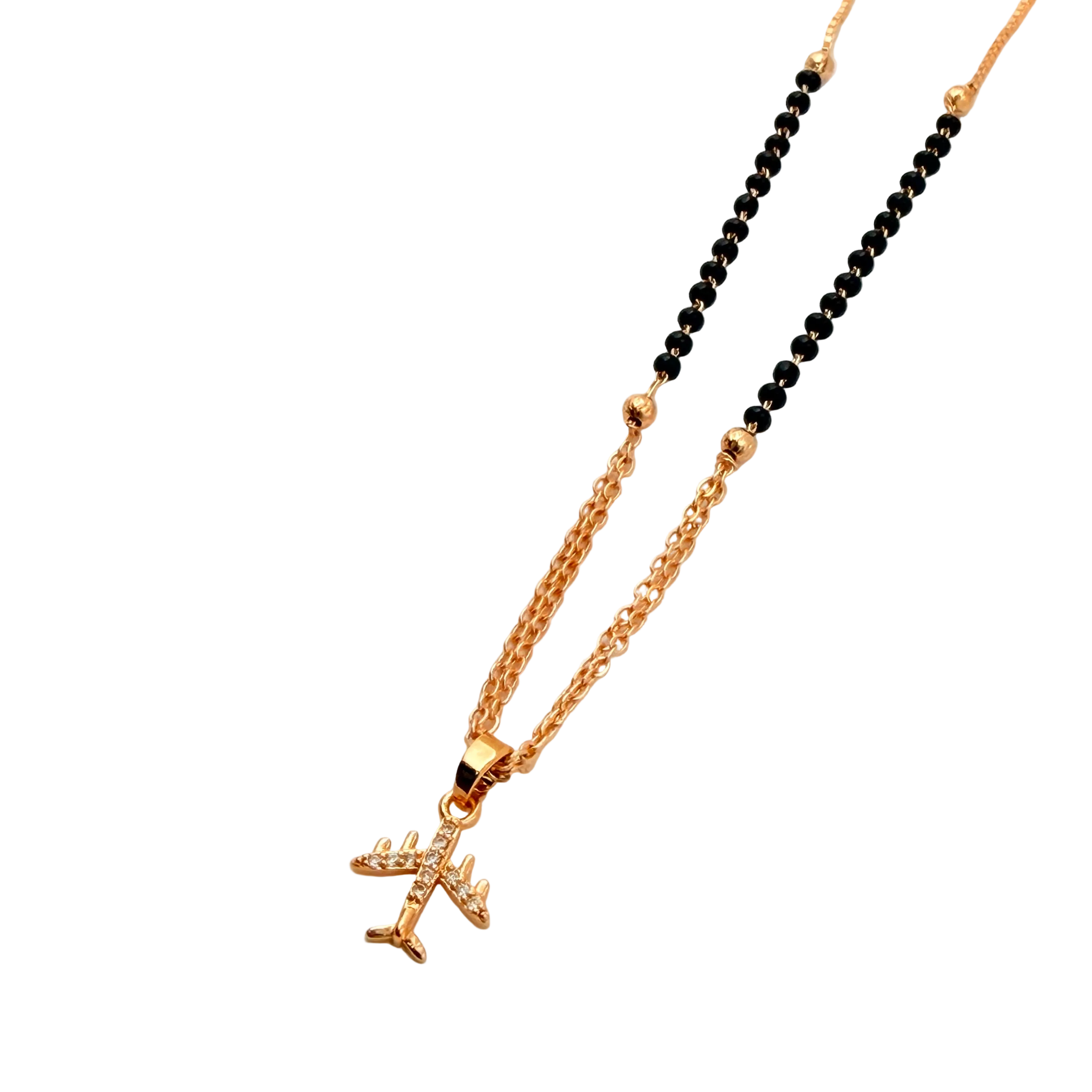 Airplane Charm Mangalsutra Necklace